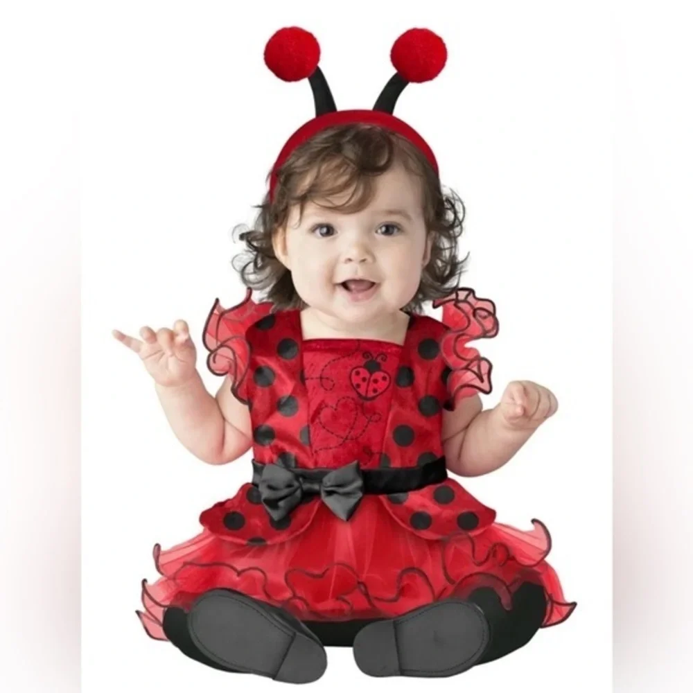 NWT Red Ladybug Tutu Costume Dress with Headband for Kids